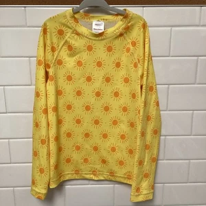 Hanna Andersson 120 Sz 6 / 7 Girls Yellow Sun Print Rash Guard Swim Top Beach - Picture 1 of 9