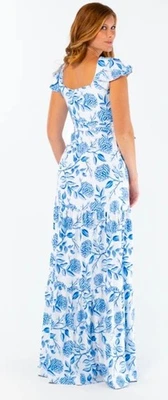 Maxi Vestido SMITH & QUINN Isabella Dahlia Crush Azul Floral M Foto 1 de 4