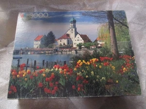 Vtg MB Magnum 3000 Pieces Puzzle Bodensee Wasserburg Germany 33 X 43 Inch - Picture 1 of 3