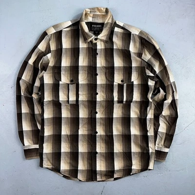 Filson Washed Feather Cloth Button Shirt Small Light White Grey Charcoal Ivory - Image 1 of 4