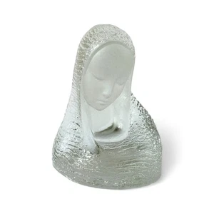 Vtg Viking Glass Madonna Virgin Mary Mother Frosted Figurine Sculpture Statue - Picture 1 of 9