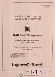 Afiladores de acero taladro Ingersoll Rand I-R, manual de cuidado y operaciones 1944 - Imagen 1 de 2