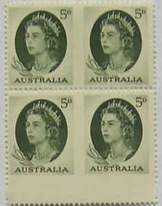 Australia Stamp 1963, 5d green Queen Elizabeth II QE2, block 4 superb, MNH - Picture 1 of 1