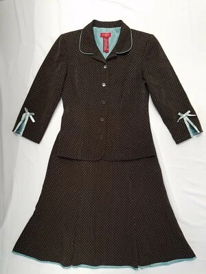 Traje falda sangría para mujer talla 6 marrón/turquesa poliéster/rayón Foto 1 de 4
