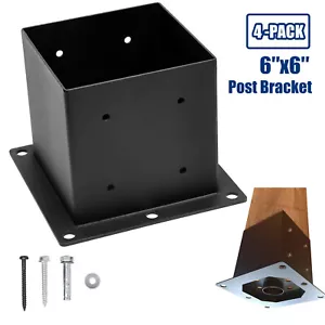 Paquete de 4 soportes base de poste 6x6 anclaje de poste de madera de alta resistencia para pérgola - Imagen 1 de 24