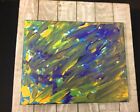 Abstract Art canvas painting yellow blue color
