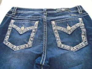 MISS ME Damen Denim Bling Strass Low Rise CHLOE BOOTCUT Jeans Gr. 31 - Bild 1 von 10