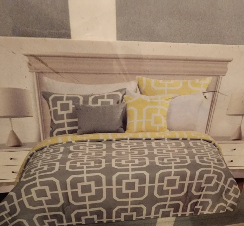 Funda nórdica Cynthia Rowley gris blanca abstracta queen ropa de cama geométrica 3 piezas Foto 1 de 2