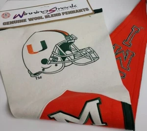 Vintage Miami Hurricanes Winning Streak NCAA Wolle Wimpel Helm Logo - Bild 1 von 11