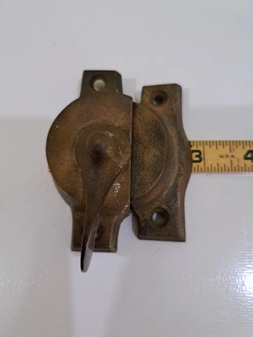 ANTIQUE VINTAGE VICTORIAN WINDOW SASH LATCH W/ KEEPER --extra large Cover