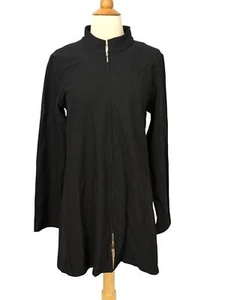 Chaqueta Eileen Fisher System Crepé Tejido Cuello Mandarín Cremallera Completa Longline Talla M - Imagen 1 de 10