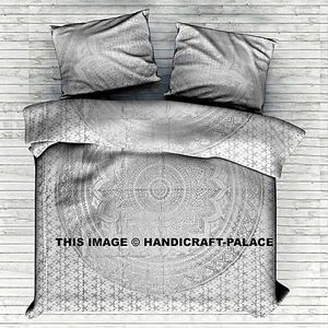 Set Di Biancheria Da Letto King Size Ombre Bohemien In Argento Indiano - Foto 1 di 2