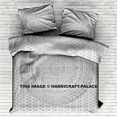 Set Di Biancheria Da Letto King Size Ombre Bohemien In Argento Indiano - Immagine 1 di 2