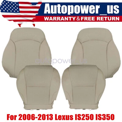For 2006-2013 Lexus IS250 IS350 4-Door Front Perforated Leather Seat Cover Tan Foto 1 de 4