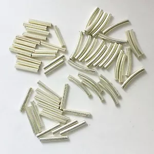 Cuentas de tubo en plata de ley curvas y rectas, cama espaciadora de plata de ley 925 - Imagen 1 de 9