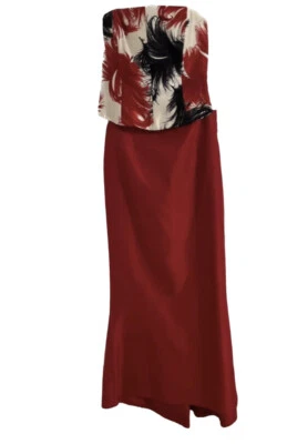 David Meister Red Skirt And Bustier Formal Outfit Size 10 - Image 1 of 4