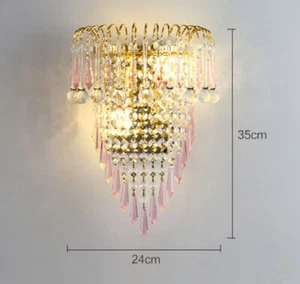 Multicolor LED K9 Crystal Wall Sconce Lamp Bedroom Hallway Light Indoor Lighting - Picture 1 of 17