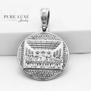 Men's Stainless Steel,Jesus Last Supper 45mm Charm Cubic Zirconia Unisex,BOX - Picture 1 of 2