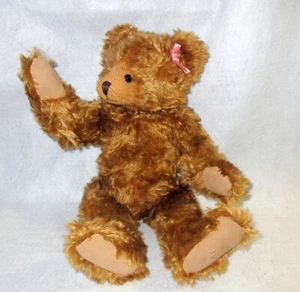 Monograma vintage de 18" largo rizado cobre mohair articulado artesanal oso de peluche JJ - Imagen 1 de 8