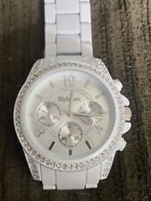 Style & Co. Ladies Watch,  6” white Band Large Iced white Dial, No Battery