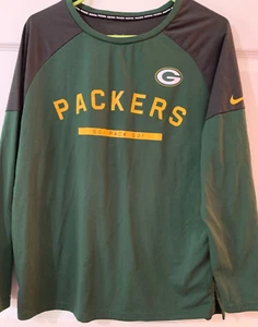 Nike Green Bay Packers NFL Team Apparel t-shirt size M green Dri-Fit long slv EC - Picture 1 of 6