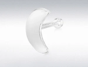 Stud Nasale A Luna In Argento Sterlingo Placcato In Rodio Lucido 2.5Mm X 4Mm - Foto 1 di 1