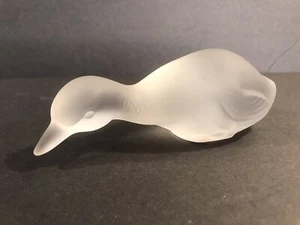 Baccarat crystal duck figurine/Frosted/ Stamped/ France C.1970/paperweight/bird - Picture 1 of 10