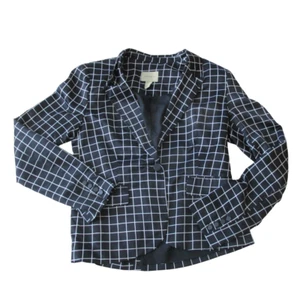 Forever 21 Single Button Blazer Jacket Women Large Black White Check Long Sleeve - Picture 1 of 8