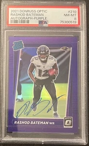 2021 Panini Donruss Optic Rashod Bateman Purple RC Auto /35! Ravens PSA 8 - Picture 1 of 1