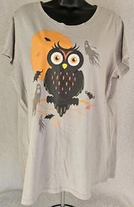 Halloween Womens Shirt Top Blouse Size 3X 18W/20W Owl Ghost - Picture 1 of 24