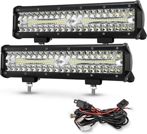 Cápsulas de luz LED de 12 pulgadas con kit de arnés de cableado, haz de inundación puntual de 2 piezas 68000LM - Imagen 1 de 6