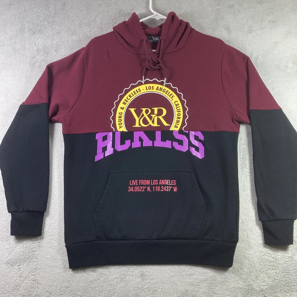 Young & Reckless Hoodie Adult Large Colorblock Pullover LA California Sweatshirt - Image 1 of 4