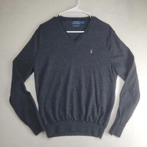 Polo Ralph Lauren Men's Sz M Washable Merino Wool Knit V neck Sweater - Picture 1 of 14
