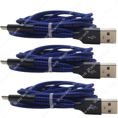 3-Pack 6Ft Braided USB Charger Cable For iPhone 13 12 11 XR 8 iPad Charging Cord - Image 1 of 4