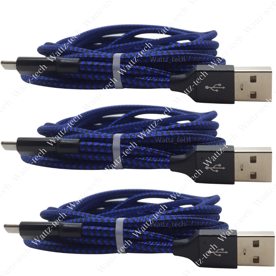 3-Pack 6Ft Braided USB Charger Cable For iPhone 13 12 11 XR 8 iPad Charging Cord - Image 1 of 4