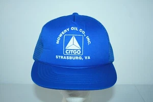 Vintage Mowery Oil Co Citgo Srasburg VA Blue Snapback Trucker Hat Cap - Picture 1 of 8