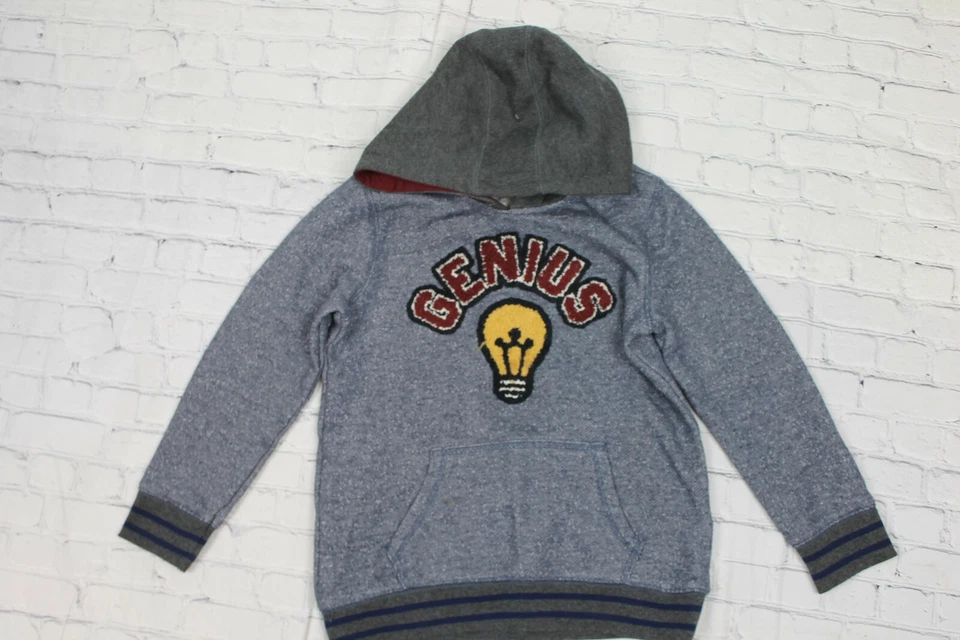 Epic Threads Boys Gray / Black Marled Genius Print Cotton Blend Hoodie Size 7 - Image 1 of 4
