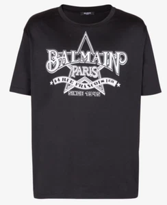 BALMAIN PARIS T-SHIRT MAGLIA STELLA uomo girocollo Colore Nero Logo S-M-L-XL-XXL