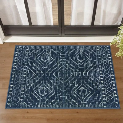 Moroccan Bathroom Rug,Washable 2x3 Small Bath Mat, Boho Tribal Soft Kitchen S... - Image 1 of 4