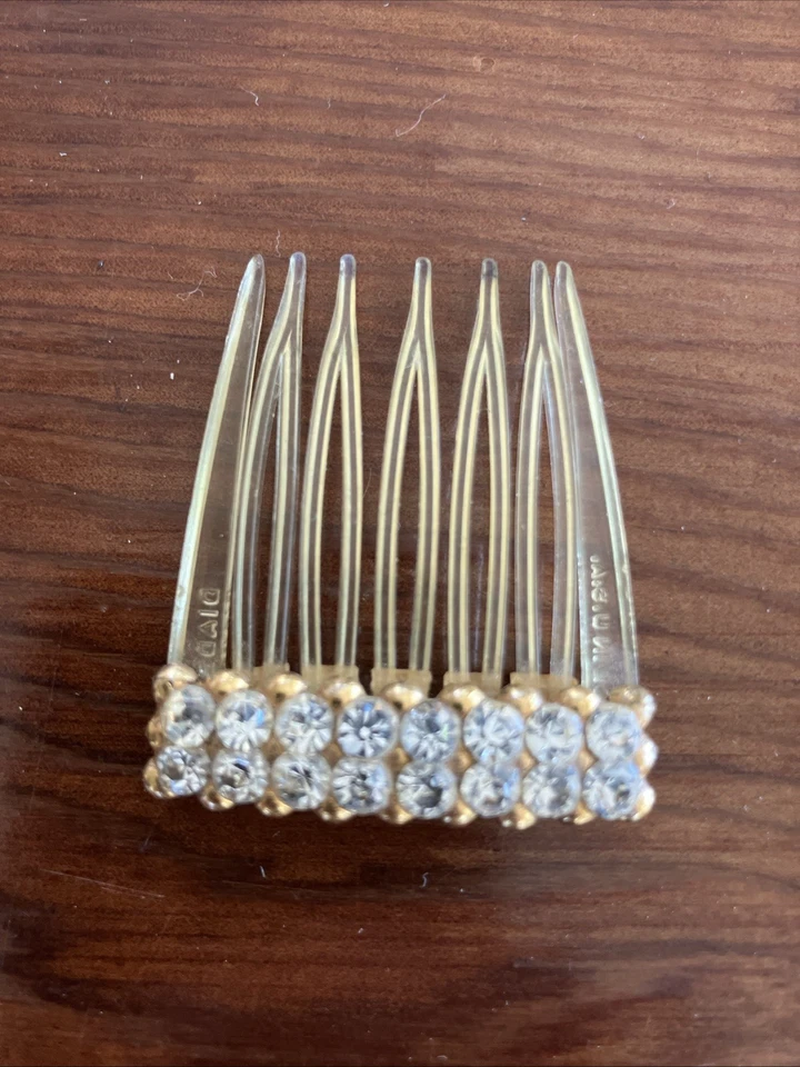 Vintage Plastic Clear Crystal Rhinestones Bridal Hair Comb - Image 1 of 4