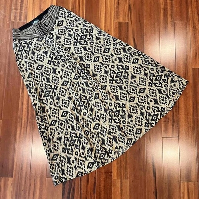 Falda Angie Negra Tostada Maxi Estampado Geo Bordado Cintura Boho Pull On Talla S Foto 1 de 4