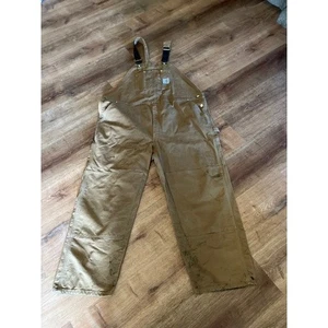 Carhartt Brown Duck Canvas Bib Overalls Workwear Carpenter Pants 50"x30" - Bild 1 von 7
