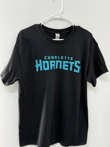 T-shirt Charlotte Hornets basket NBA manica corta nera grande - Foto 1 di 5