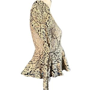 Top Mujer Talla Pequeña Crema Encaje Floral Volantes Regency Renfaire Victoriano Trabajo - Imagen 1 de 8