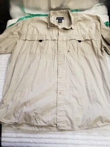 Great Northwest Clothing Mens Tan Button Down Short Sleeve Vented Shirt Large - Picture 1 of 6