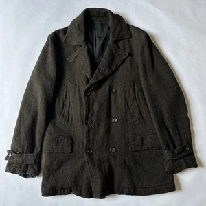 Vtg Archive 2007 Comme Des Garcons Boiled Wool Double Breasted Jacket Peacoat S - Picture 1 of 23