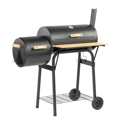 LARGE OIL DRUM BARREL STYLE BBQ SMOKER CART BARBEQUE MEAT FOOD SMOKING COOKING - Image 1 of 4