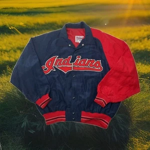 Cleveland Indians Starter Diamond Collection Stitched Button Up MLB Jacket Sz L - Picture 1 of 12