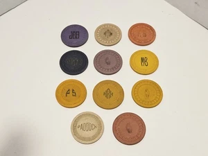 Vintage Club ILLEGAL CASINO POKER CHIPS - 11 Total - Indiana Club/Paddock/Biloxi - Picture 1 of 12