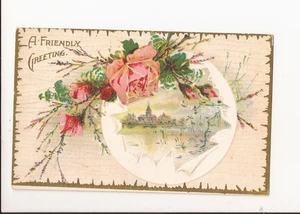 Antique Embossed Postcard A Friendly Greeting Early 1900's Vintage Postcard - Picture 1 of 2